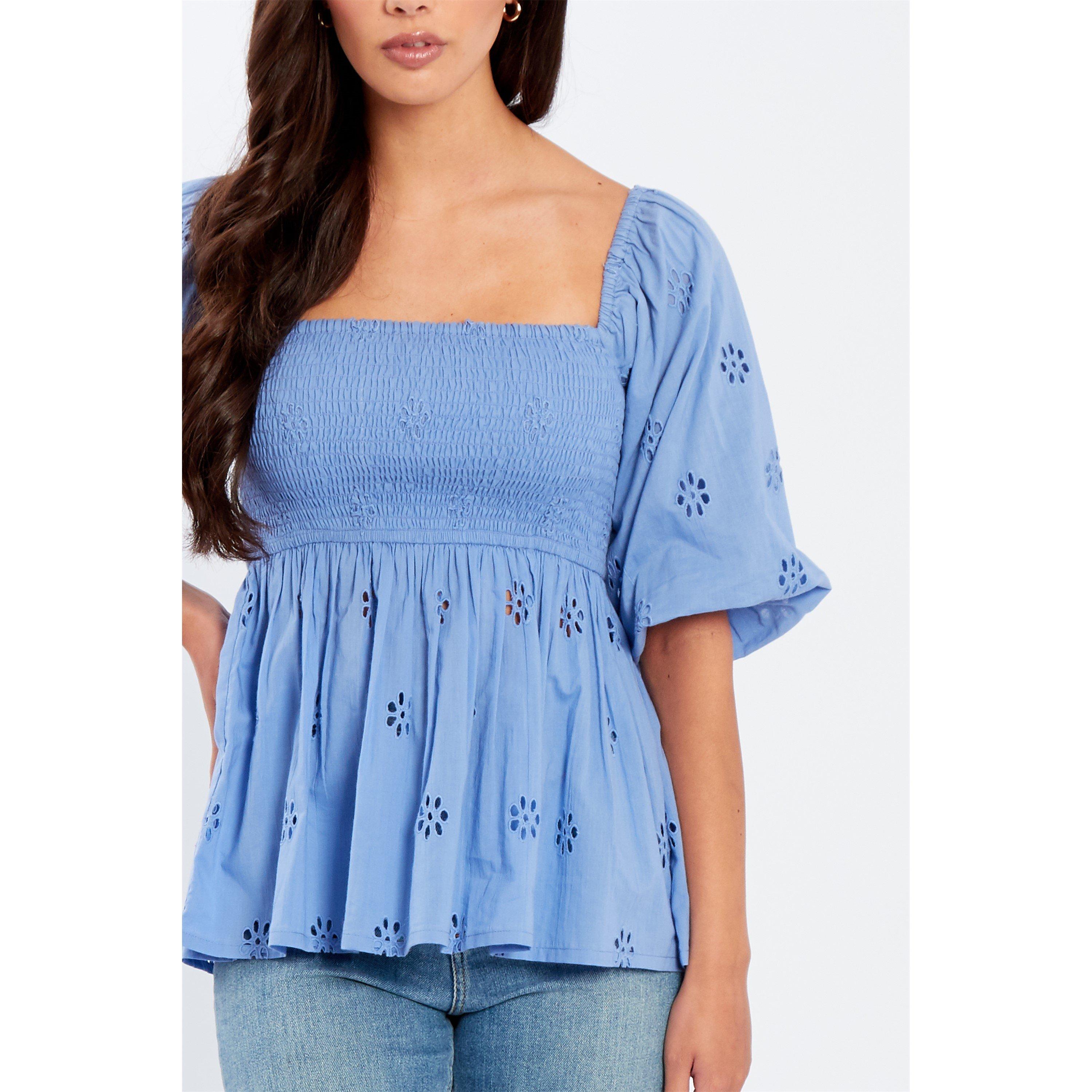 Be You Broderie Broderie Square Neck Top