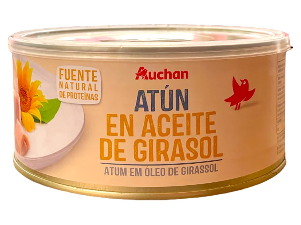 ATUM EM ÓLEO DE GIRASSOL AUCHAN 900(650)G