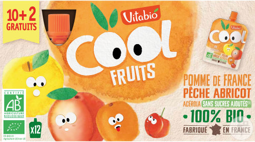 Vitabio Cool Fruit Pomme/Pêche/Abricot 12x90g