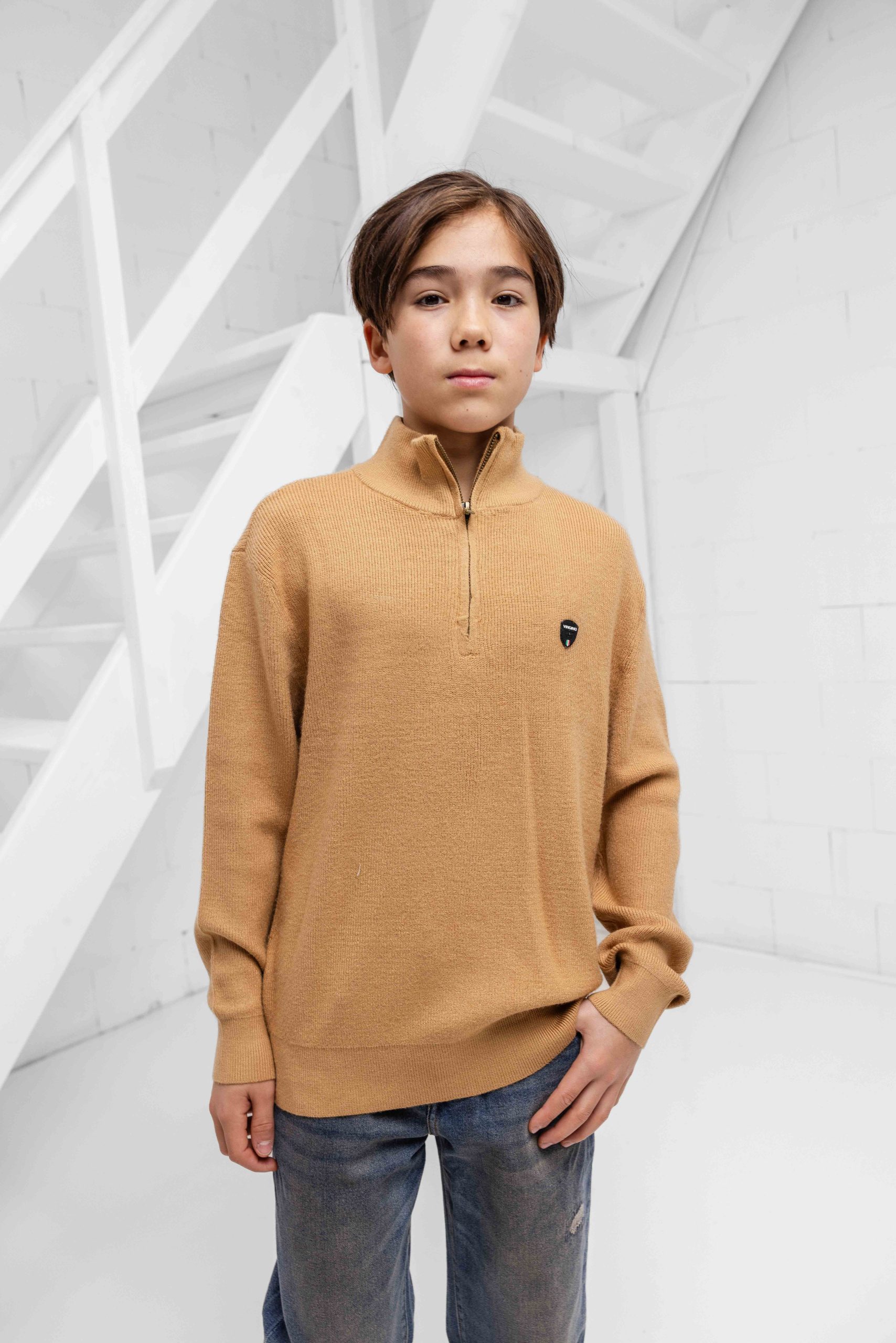 Vingino Knit Half Zip Sweater Kids Bruin