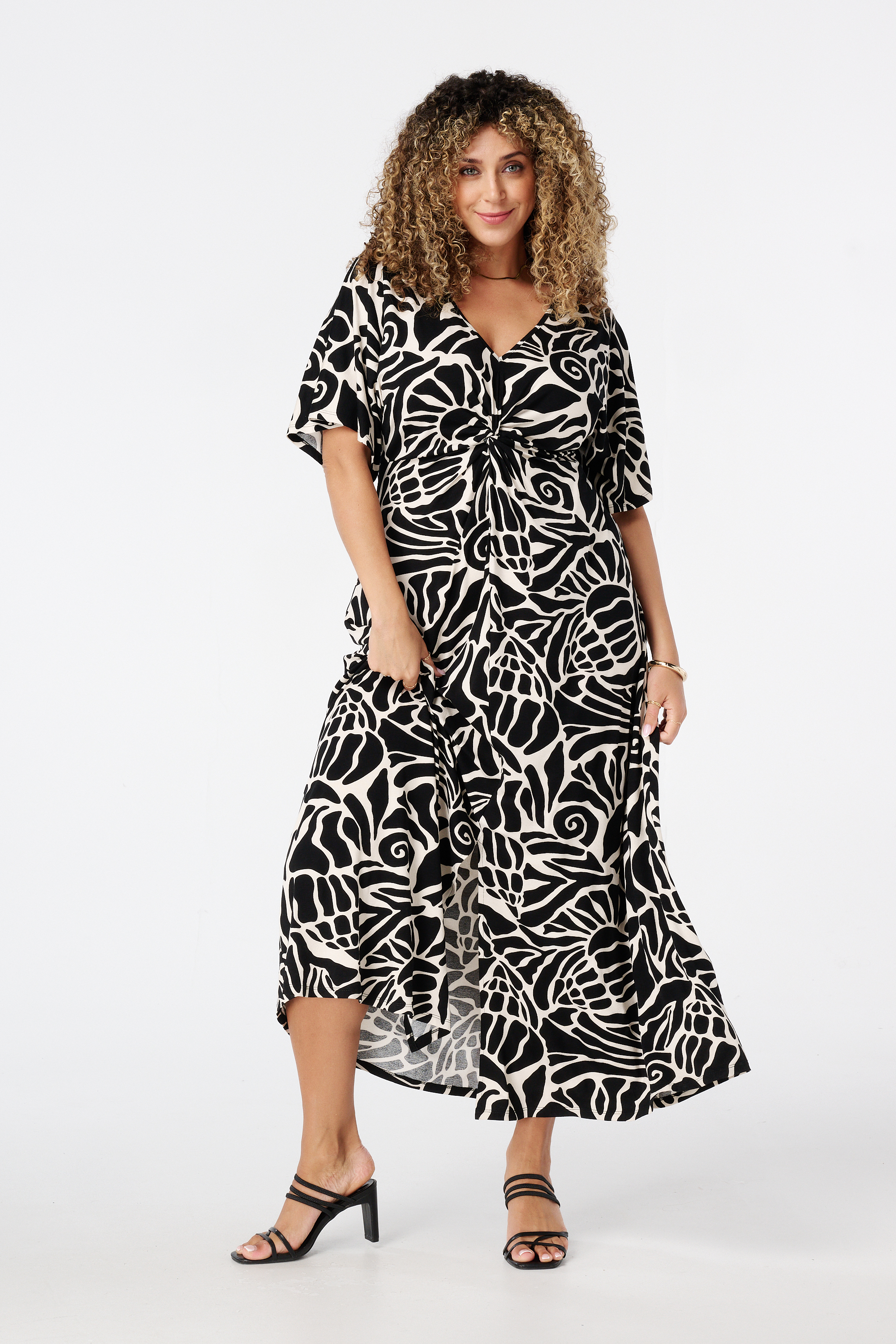 Jurk met print Multi zwart-wit