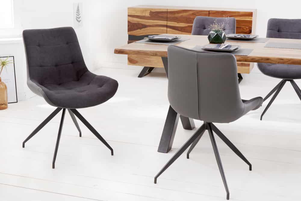 Design Stuhl DIVANI dunkelgrau Metallgestell schwarz im Retro Stil