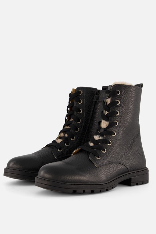 Muyters Veterboots Fur zwart Leer