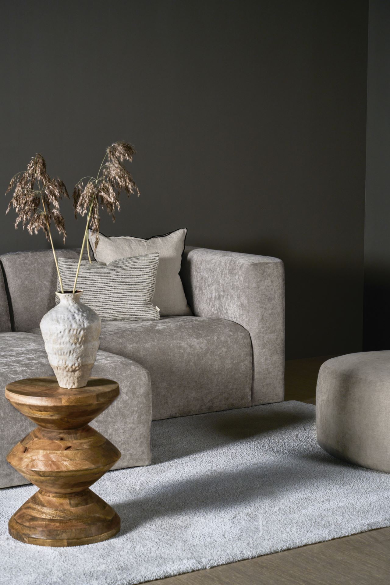 Modulsofa 1,5 seter m/armlene høyre grå - 110x93x73 cm