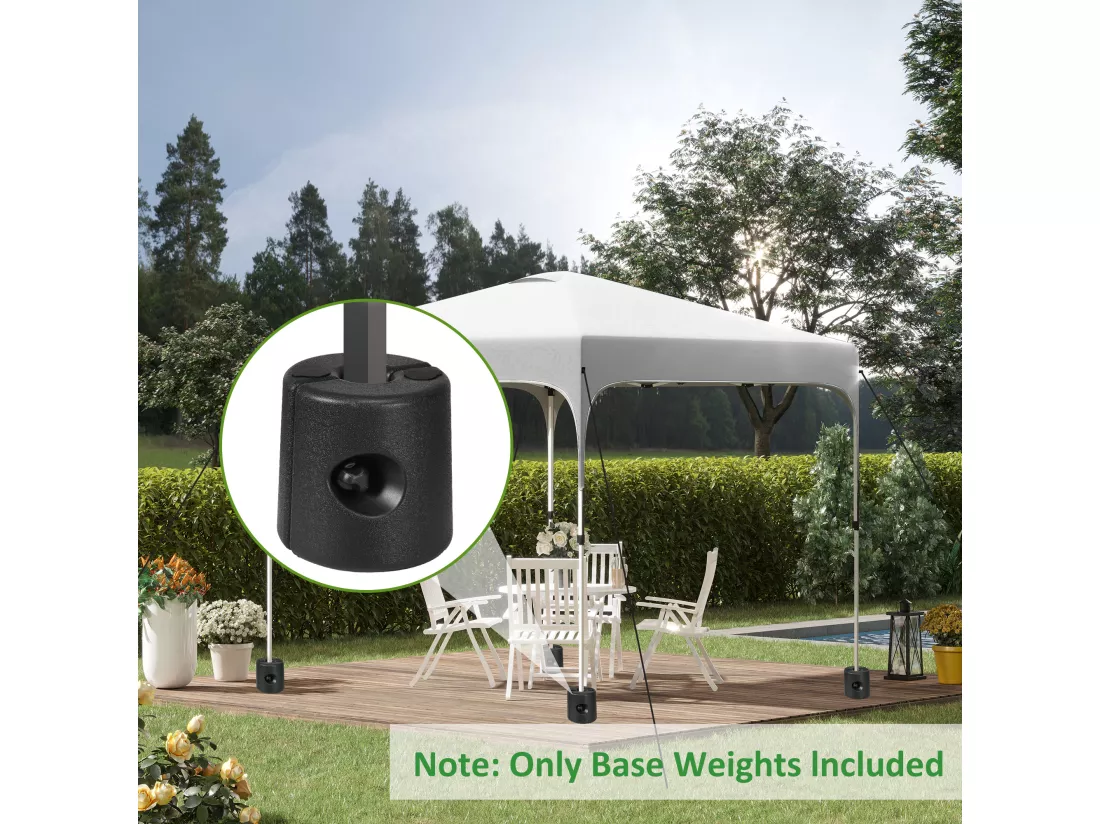 Lot de 4 poids de lestage cylindrique pour tonnelle barnum tente dim. Ø 22 / Ø 24 x 25H cm HDPE noir