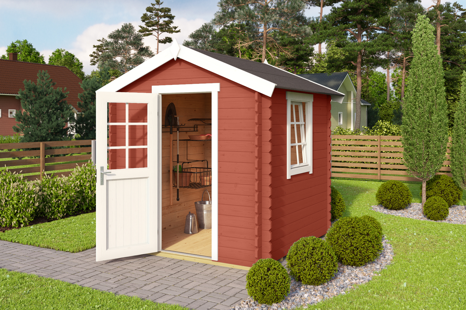 Gartenhaus WELS 1 - schwedenrot - Fichte massiv - 200x200 cm