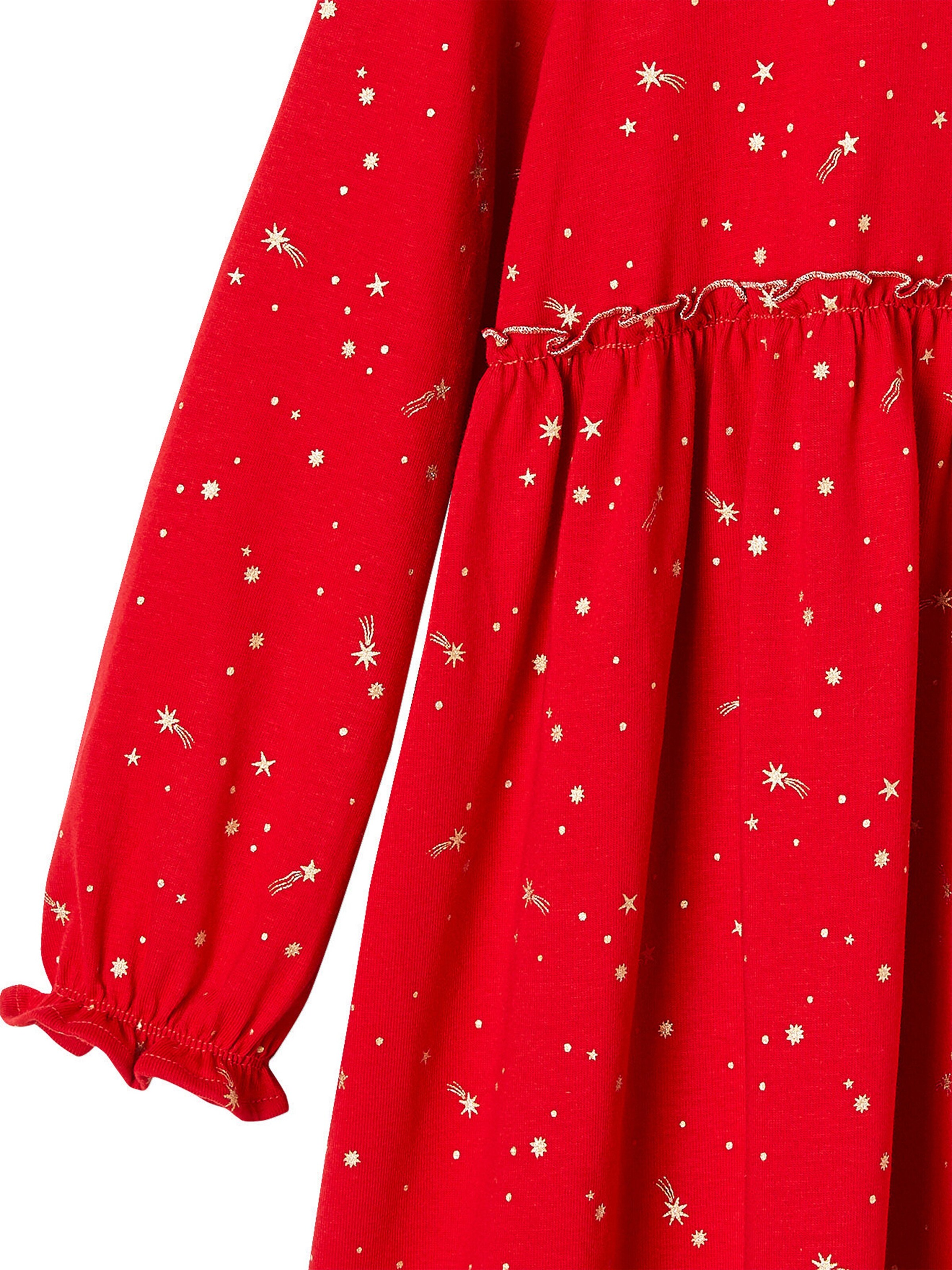 Vertbaudet Festliches Mädchen Kleid mit Glanzsternen rot