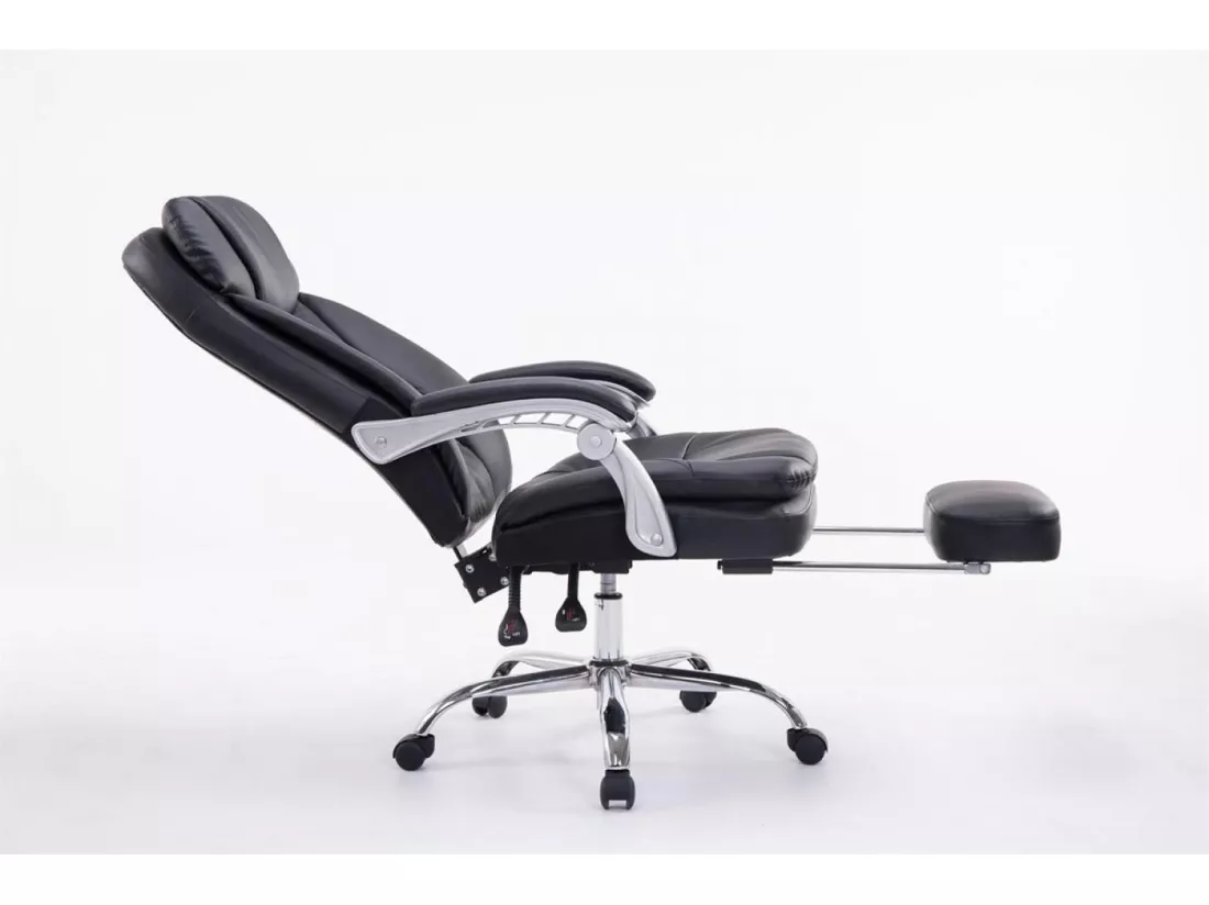 Chaise de bureau - Similicuir & Métal chromé - Noir - XL Troy