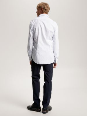 Camisa de veludo cotelê slim com estampa floral miúda