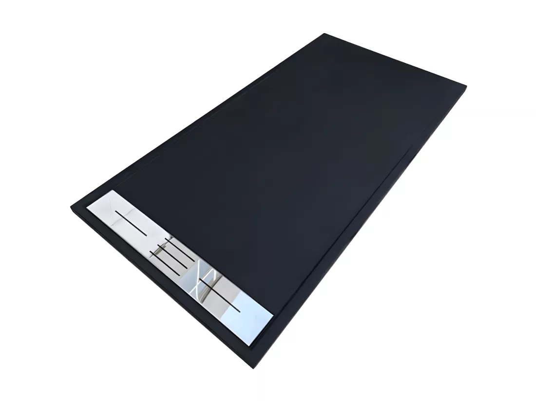 Receveur de douche 90 x 120 cm extra plat LUCIA en SoliCast® surface ardoisée noir