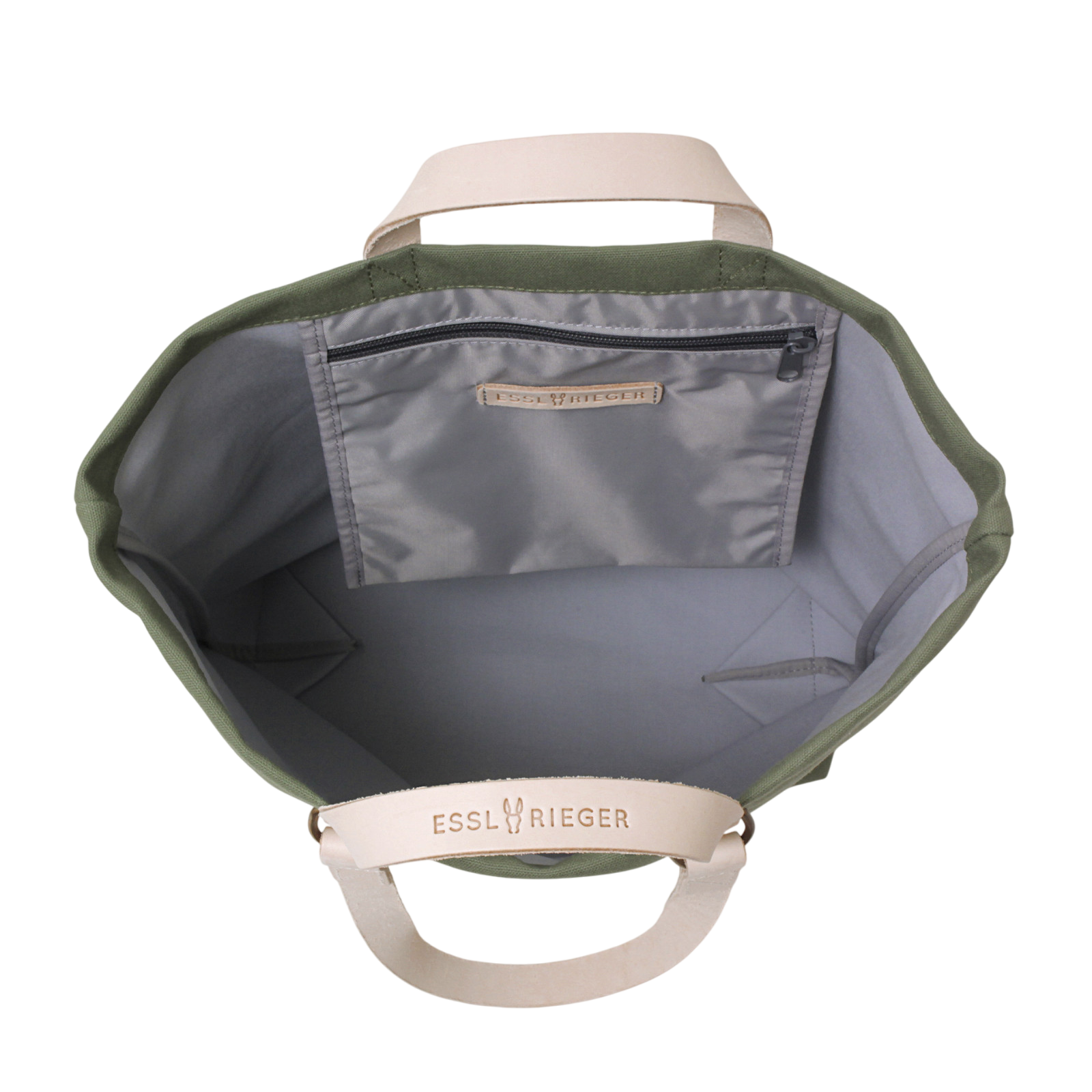 Shopper Sam Oliv, Leder Natur