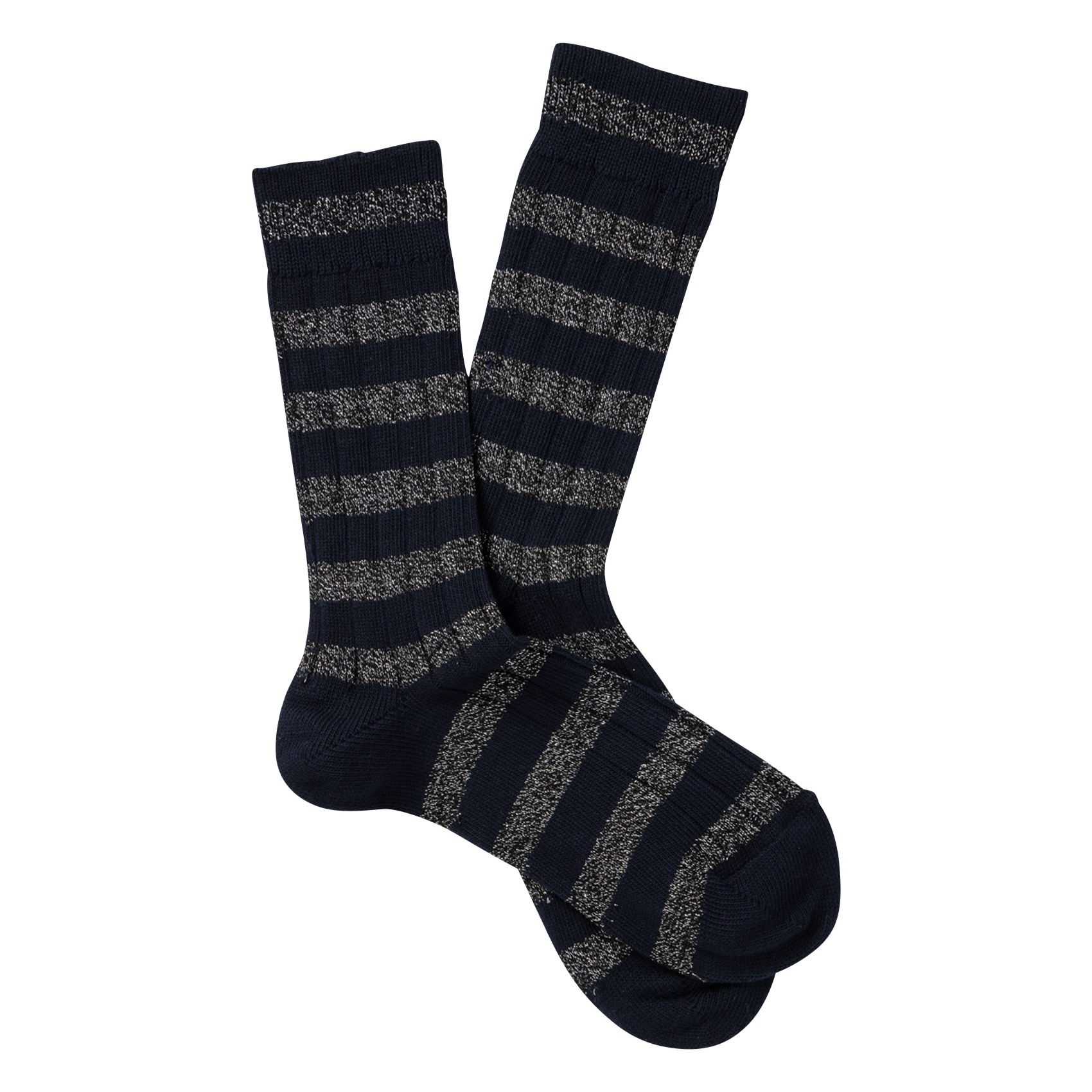 MISIA - Chaussettes rayées en coton mélangé | Bleu