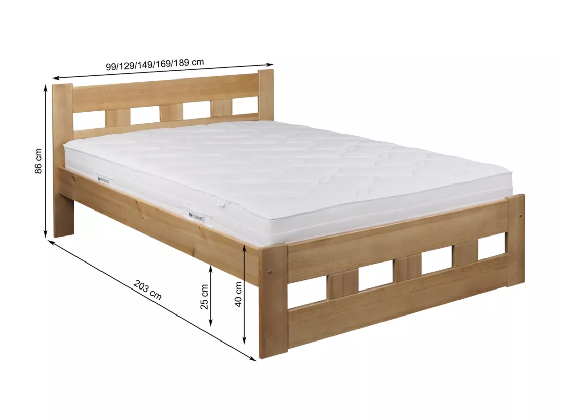 Lit 120x200 en bois Bond, couleur chêne