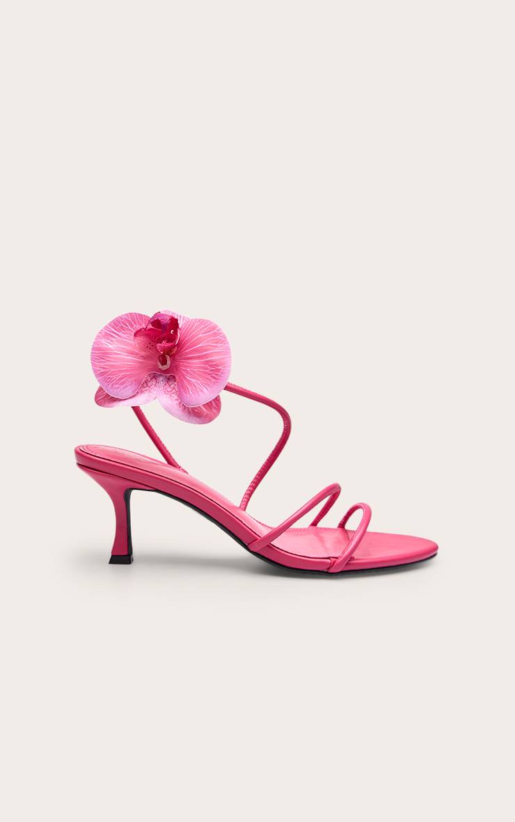 Rose Escarpin À Bride Arrière À Petit Talon Orné De Fleur D'hibiscus