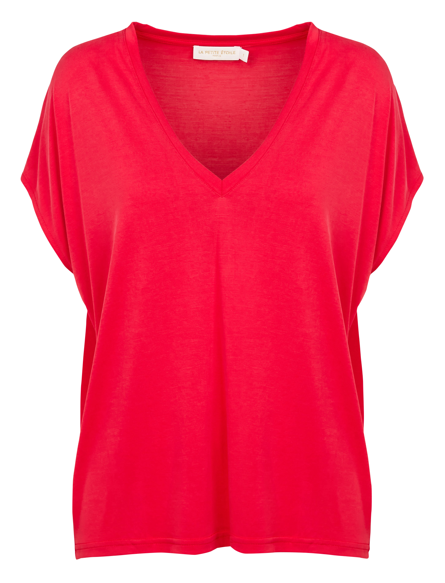 MARCELINA - Tee-shirt col V ample | Rouge