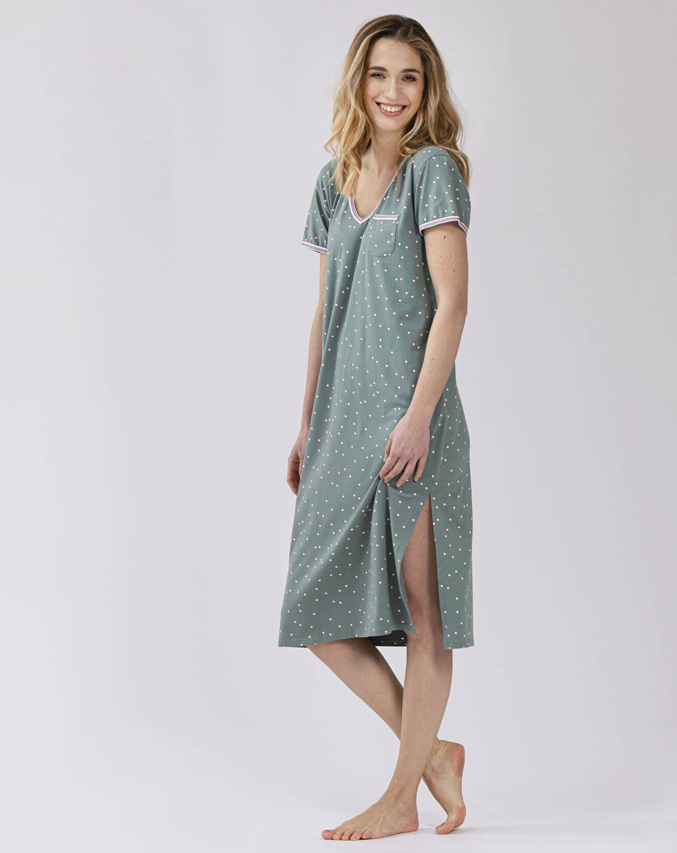 Le Chat Chemise de nuit Morning verte