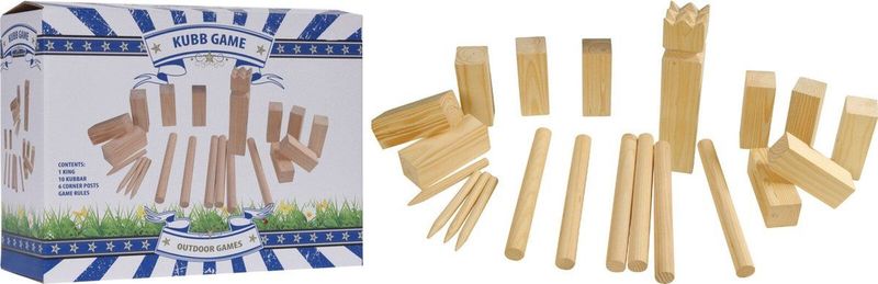 Outdoor Games - Kubb Spel - Beige - Hout - 21-Delig