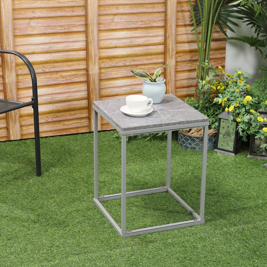 Outsunny Gartentisch mit Metallrahmen grau