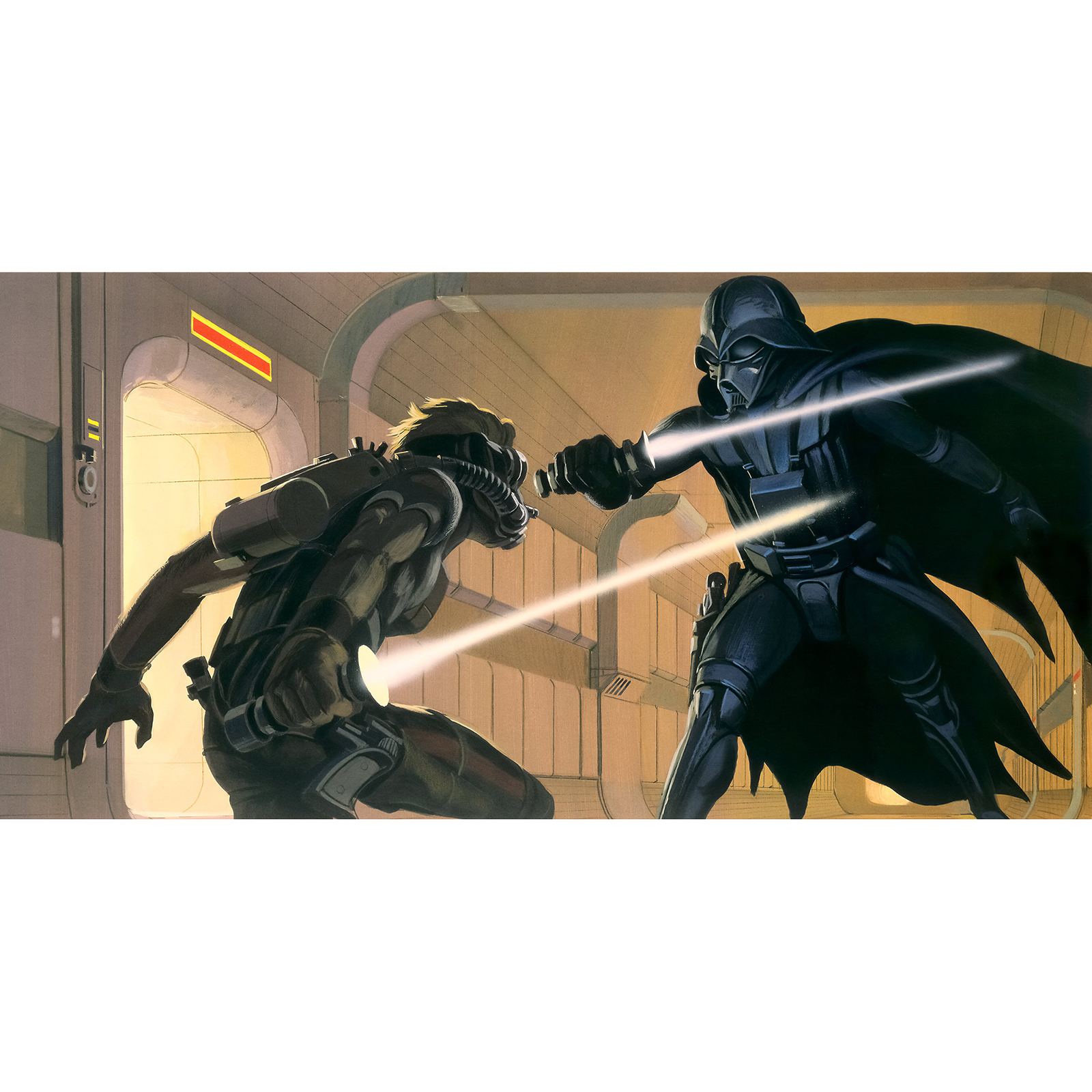 Vlies-Fototapete STAR WARS VADER VS LUKE - gelb braun - 500x250 cm