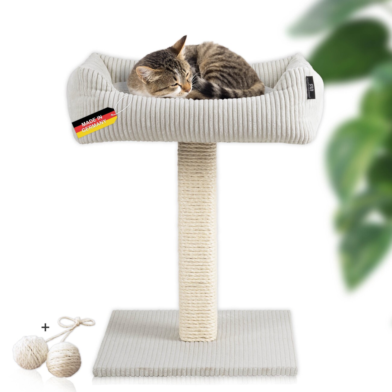 Rohrschneider ® Katzenbaum Wolly mit kuscheligem Katzenbett, waschbarer Kissenbezug