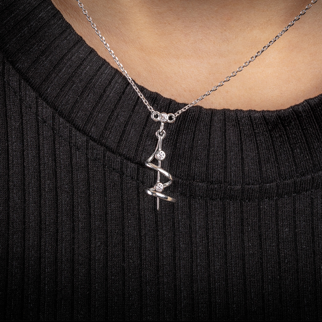 Collier mit Anhänger 925 Silber rhodiniert mit Zirkonia 43cm
