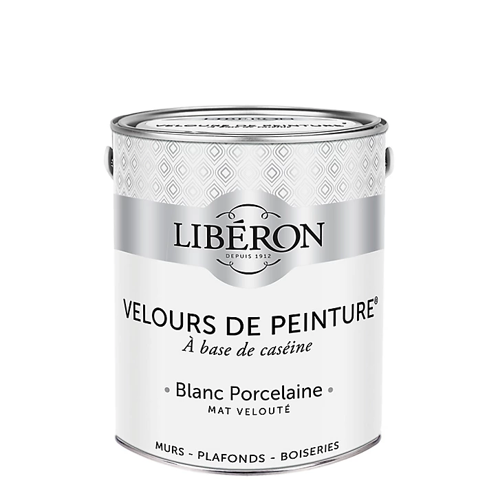 Peinture murs, plafonds et boiseries Velours de peinture blanc porcelaine Libéron 2,5L