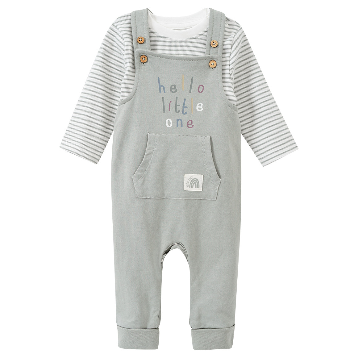 Topomini Pure Collection Newborn Strampler und Langarmshirt Born 2025 salbei / weiss