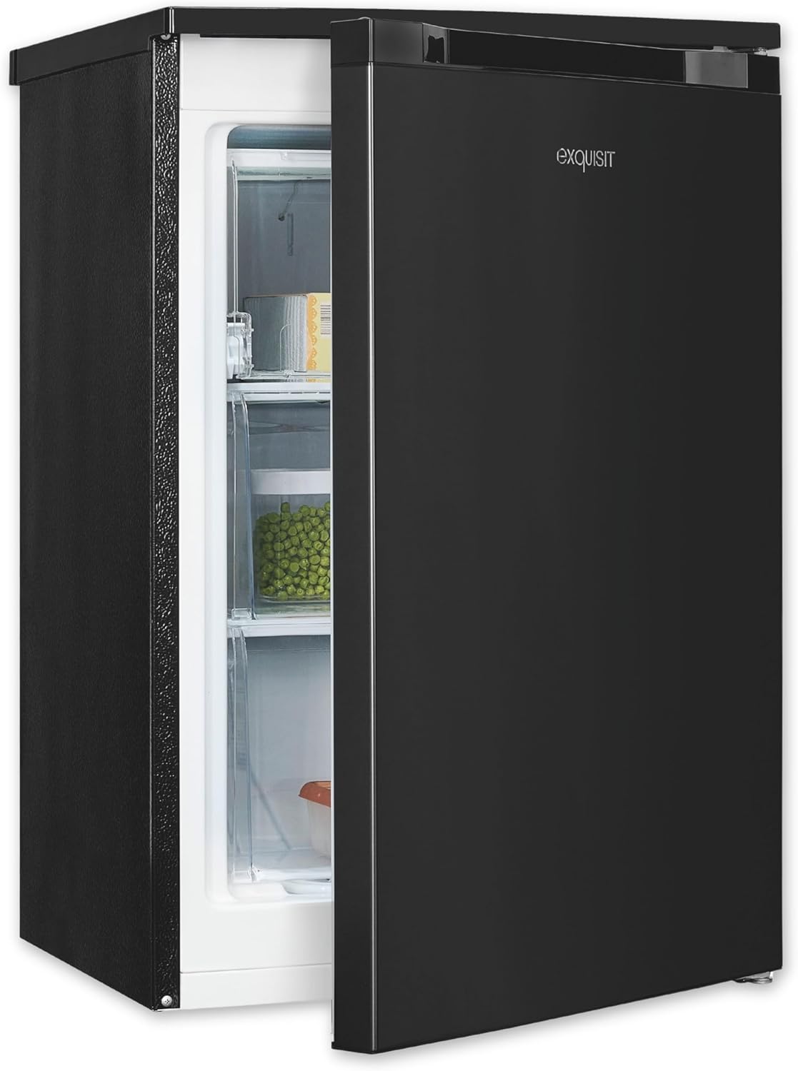 Exquisit Gefrierschrank | 85 l Nutzinhalt, Energieklasse C, 39 dB(A) | kompakte Bauform, 4-Sterne-Gefrieren, manuelle Temperaturregelung, wechselbarer Türanschlag | GS581-051C inoxlook-az