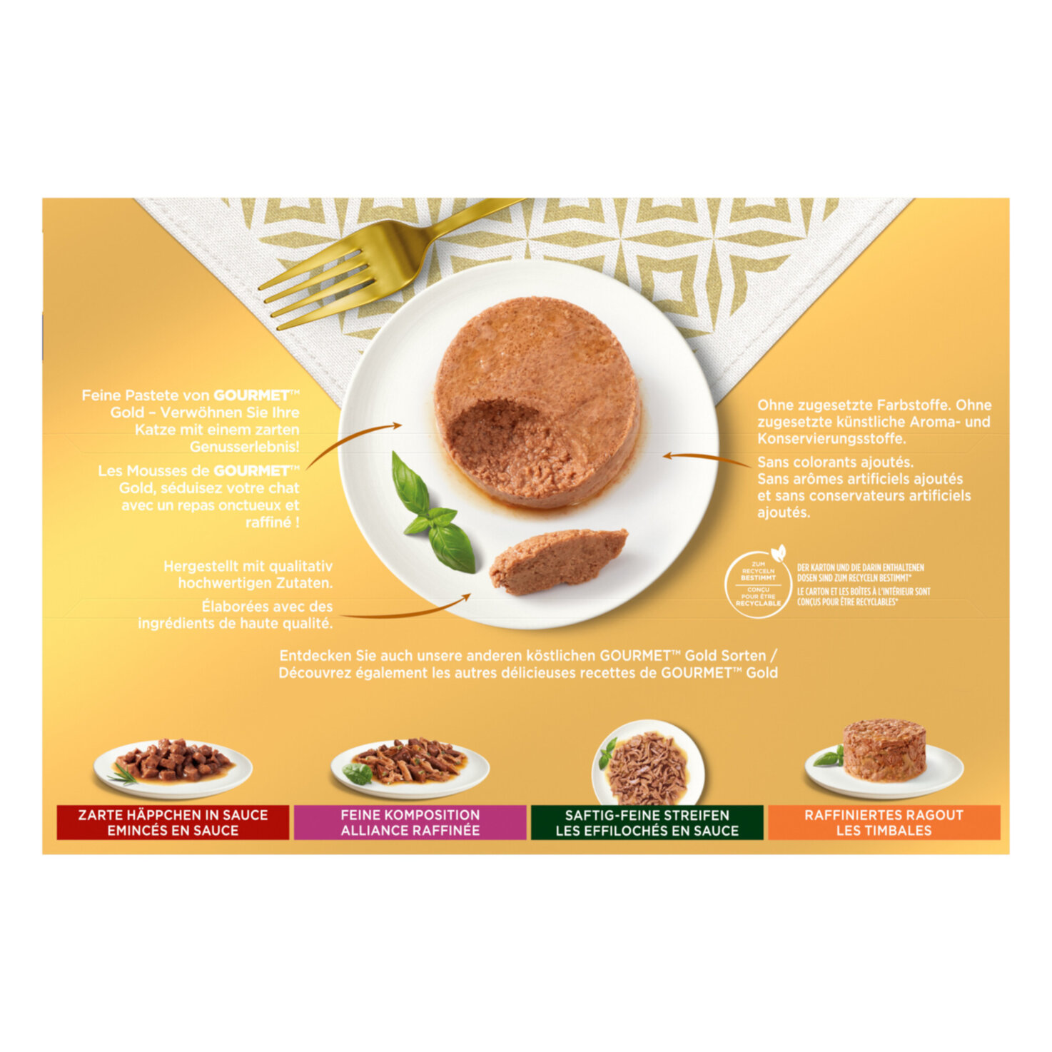 Gourmet Gold Katzenfutter Feine Pastete 12x85g