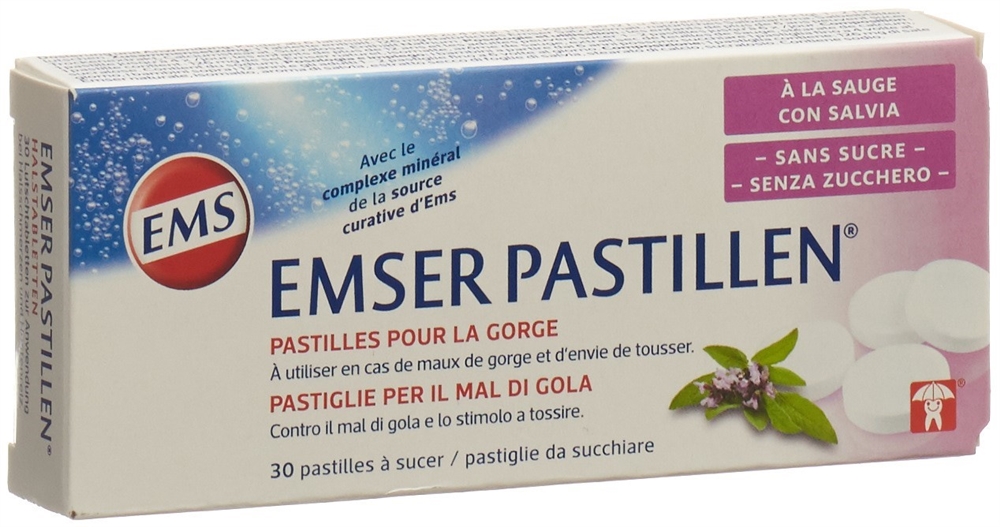 EMSER Pastillen zuckerfrei mit Salbei Blist 30 Stk<br>30 Stück, Blister, Lutschtablette, zuckerfrei mit Salbei