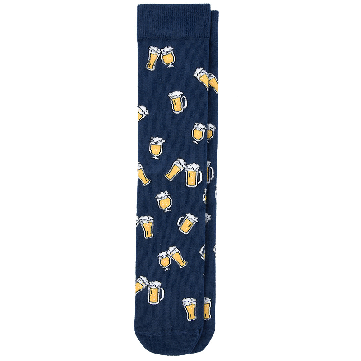 VanVaan 1 Paar Herren Socken mit Bier-Motiv allover dunkelblau