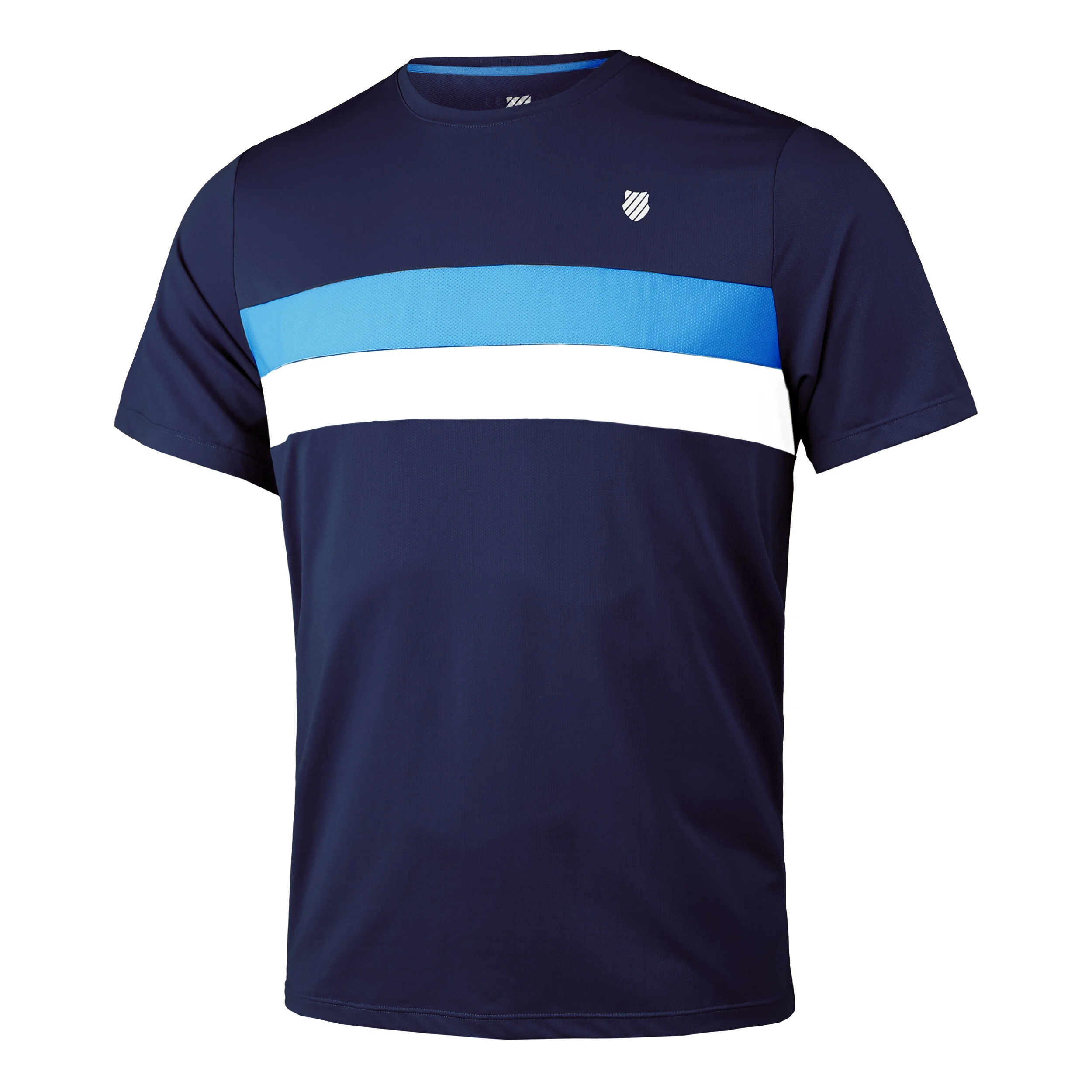K-Swiss Core Team Stripe Crew T-shirt Hommes - Bleu Foncé , Multicouleur