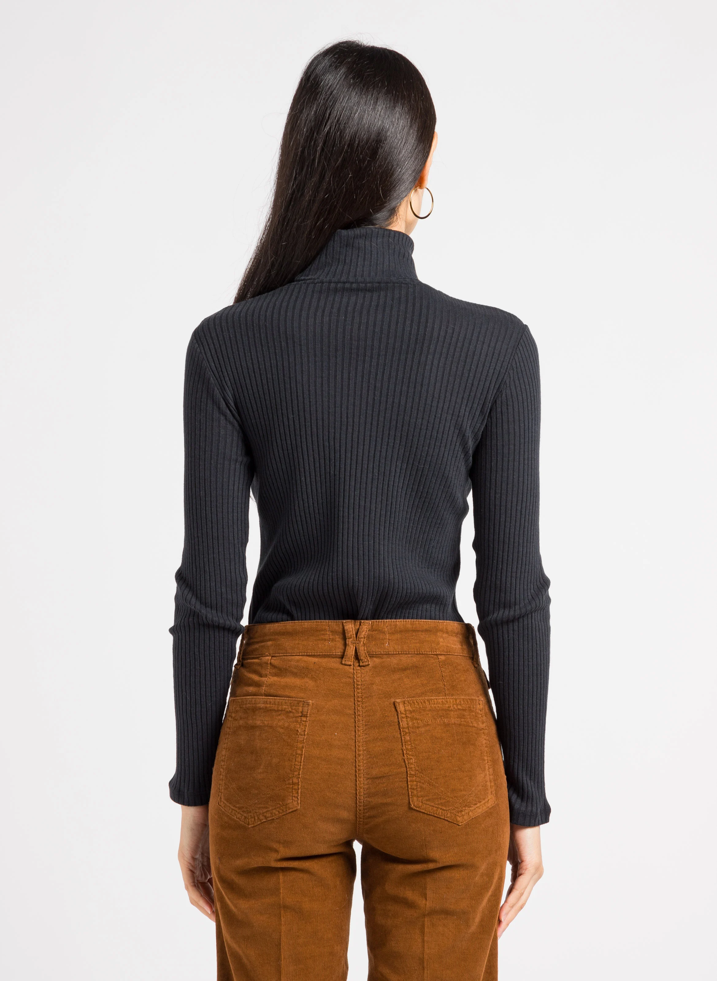 Pull col roulé en coton mélangé | Noir
