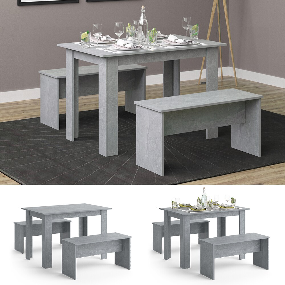 Vicco Tischgruppe Sitzgruppe Esszimmer Sentio Esstisch Sitzbank Beton 110 cm