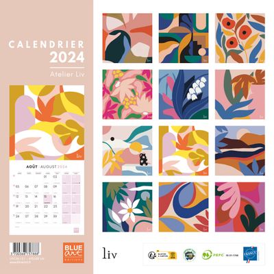Blue Art Atelier Liv - Calendrier illustré mensuel - 30 x 30 cm