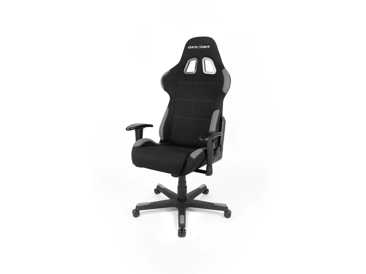 DXRacer Formula Series OH/FD01 - Stol - ergonomisk - høj ryg - armstøtter - T-formet - vippe - drejeled - nylon, polyuretan kunstigt læder, højdensistets støbt skum, stålramme, koldstøbt skum, fabric mesh cover - grå, sort