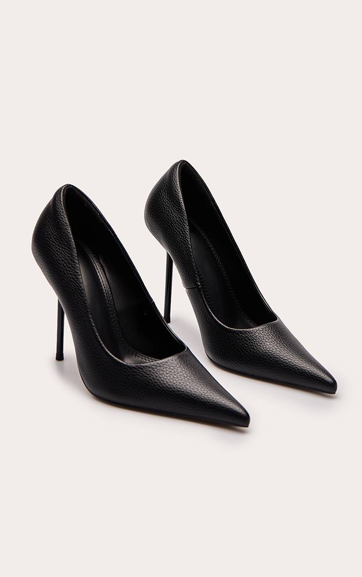 Noir Escarpins À Talons Hauts Bout Pointu En Synthétique Grainé