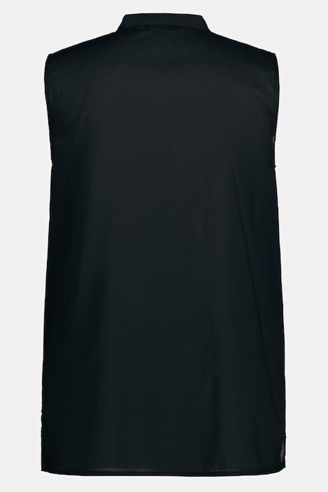 Bluse, geschmückt, A-Linie, Rundhals, ärmellos