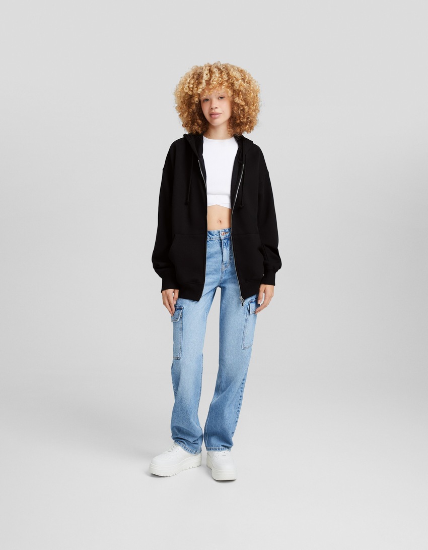 Moletom com zíper oversized