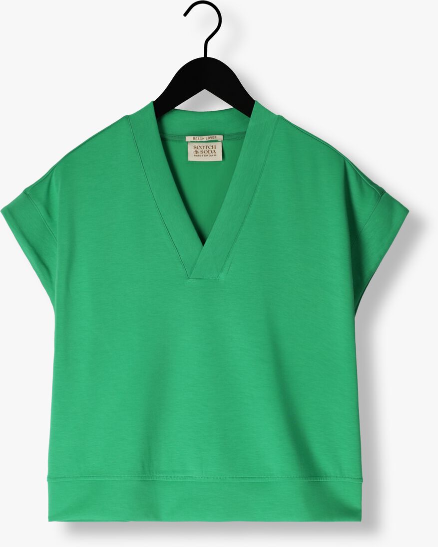 SCOTCH & SODA groene scotch & soda trui v-neck sleeveless modal sweatshirt