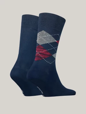 Pacote com 2 pares de meias clássicas com estampa de losangos.