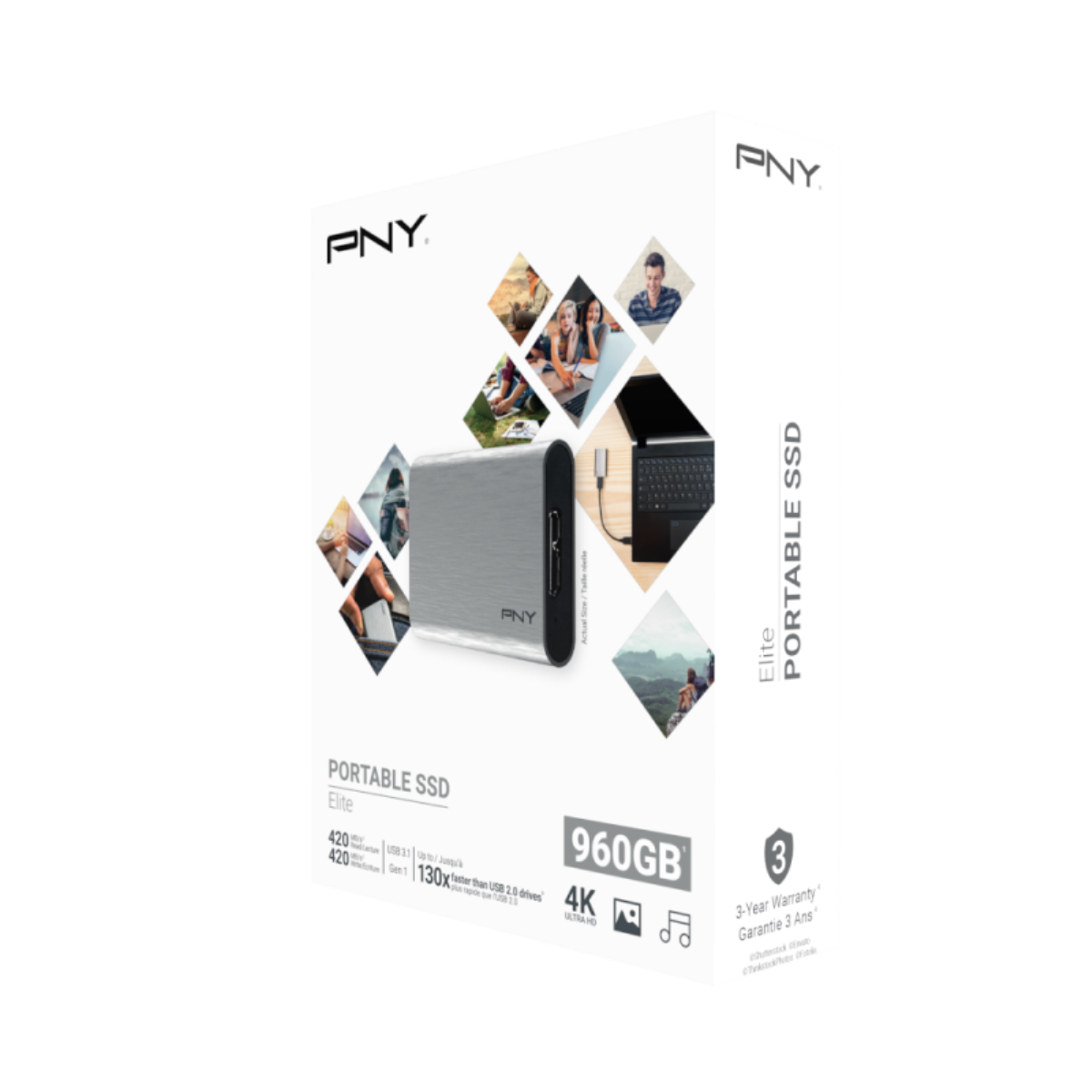 PNY Elite 960 Go USB 3.1 Gen1 - Gris