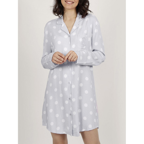 Admas - Camisón de manga larga Classic Dots Gris