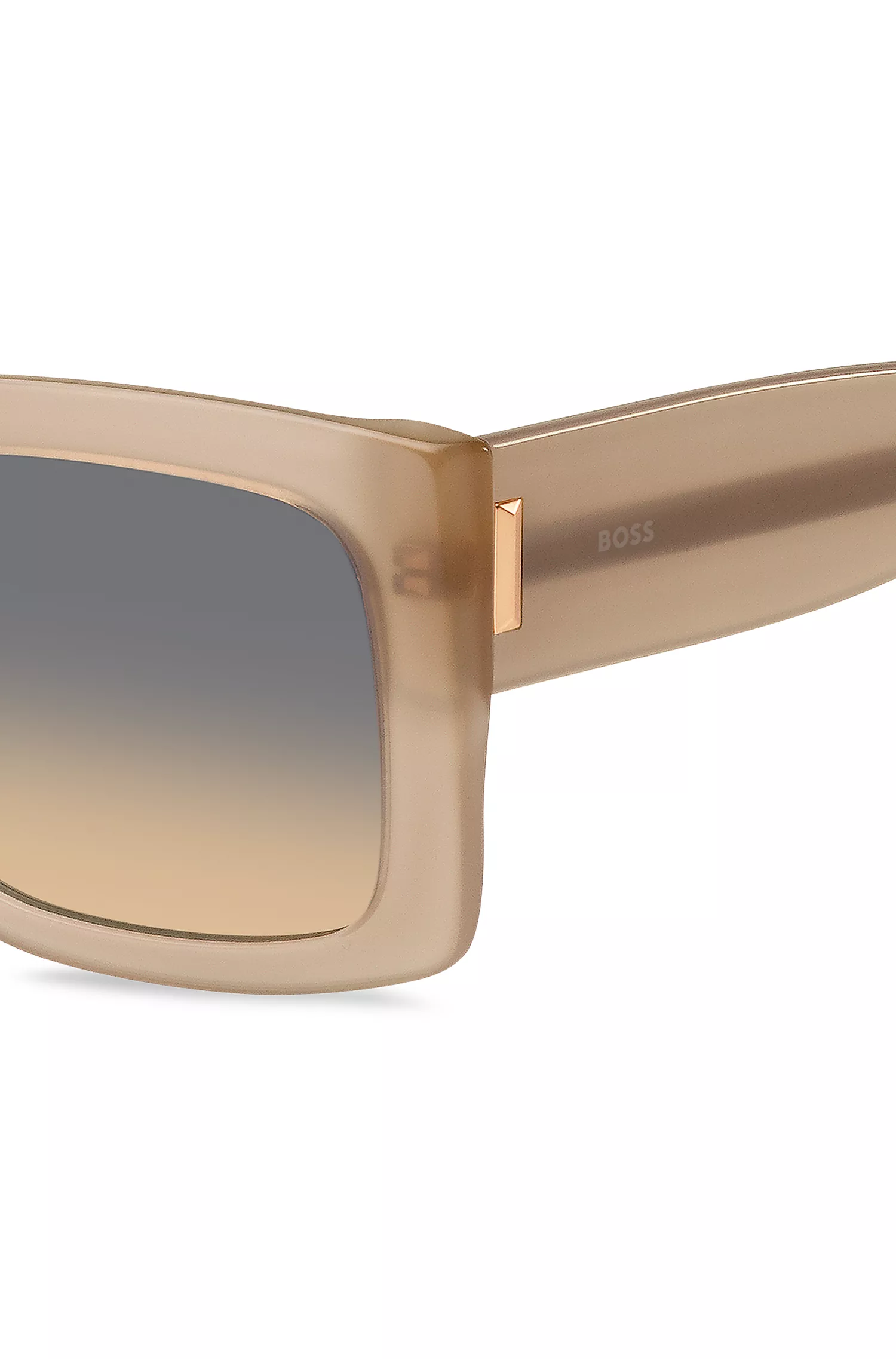 Óculos de sol BOSS Black-Opal em bioacetato com detalhes exclusivos.
