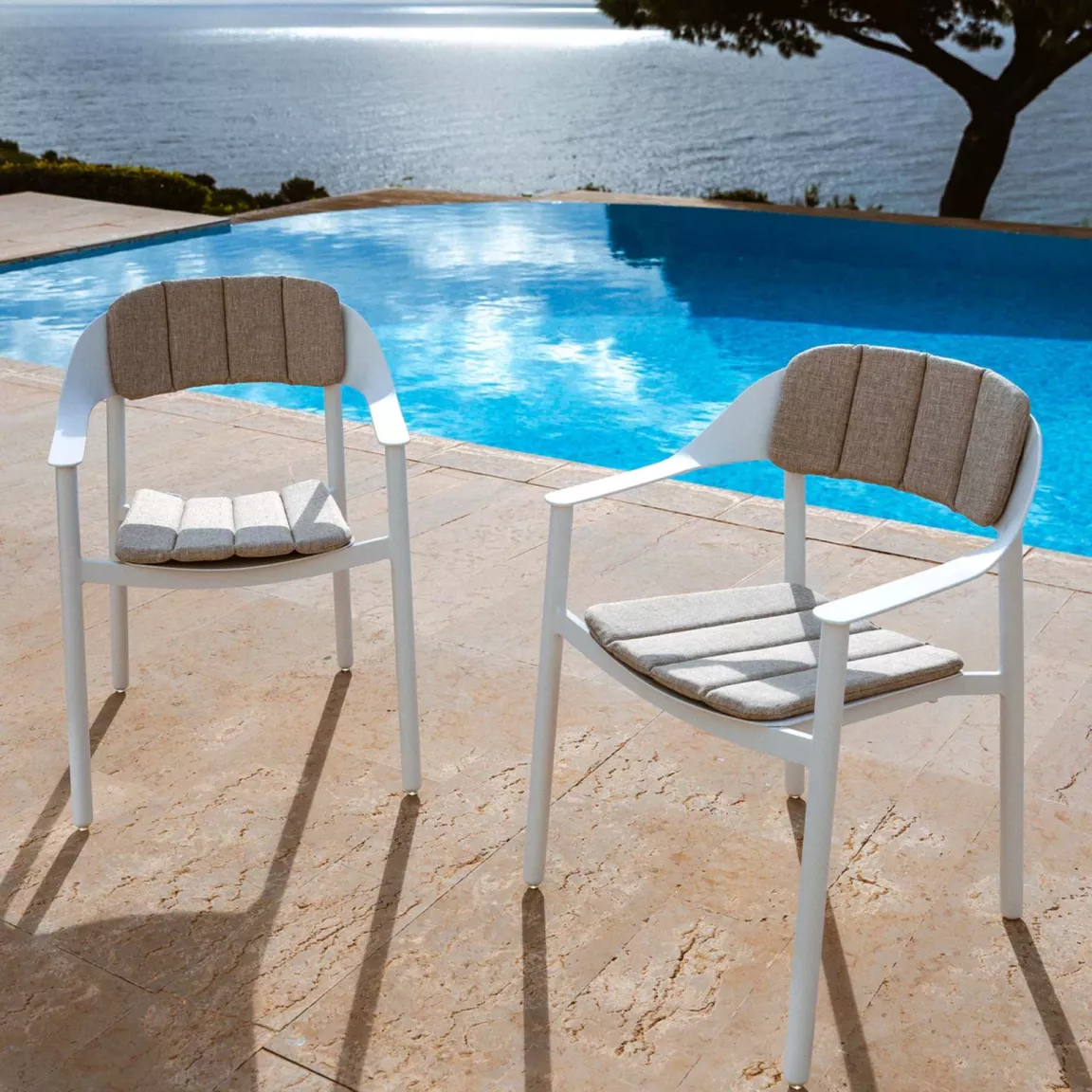 Lot de 2 fauteuils de jardin aluminium Monte Carlo Blanc