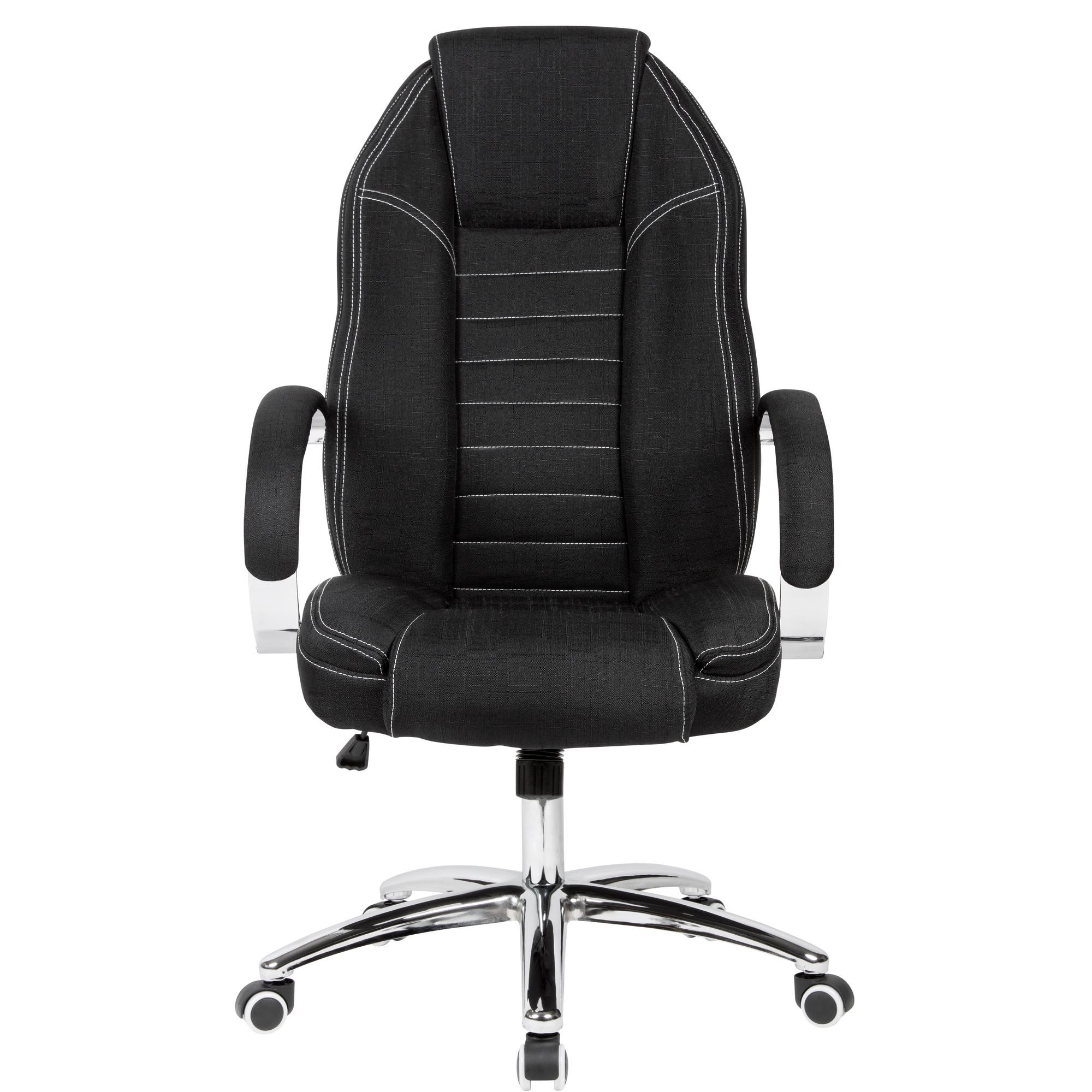 FineBuy Drehstuhl Stoff Schwarz Chefsessel Schreibtischstuhl Jeansoptik 120kg