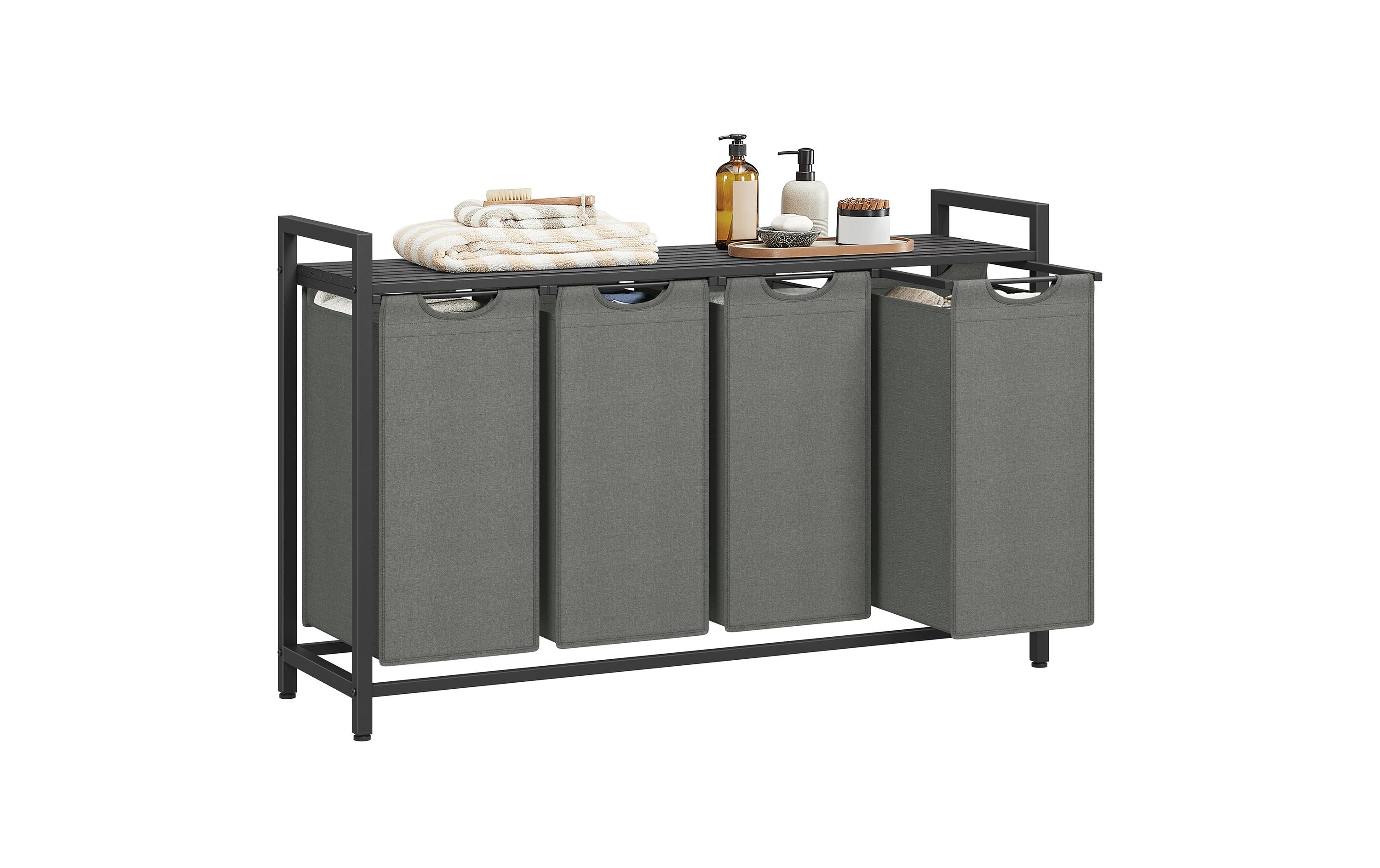 Wäschekorb mit Ablage 4 x 40 l, Grau/Schwarz<br>Wäschesammler