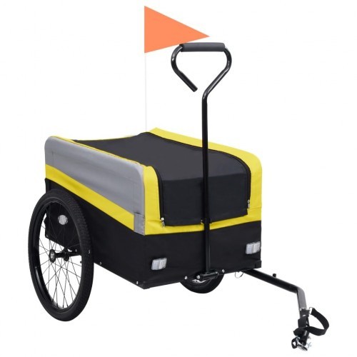 Reboque amarelo para bicicletas de animais de estimação