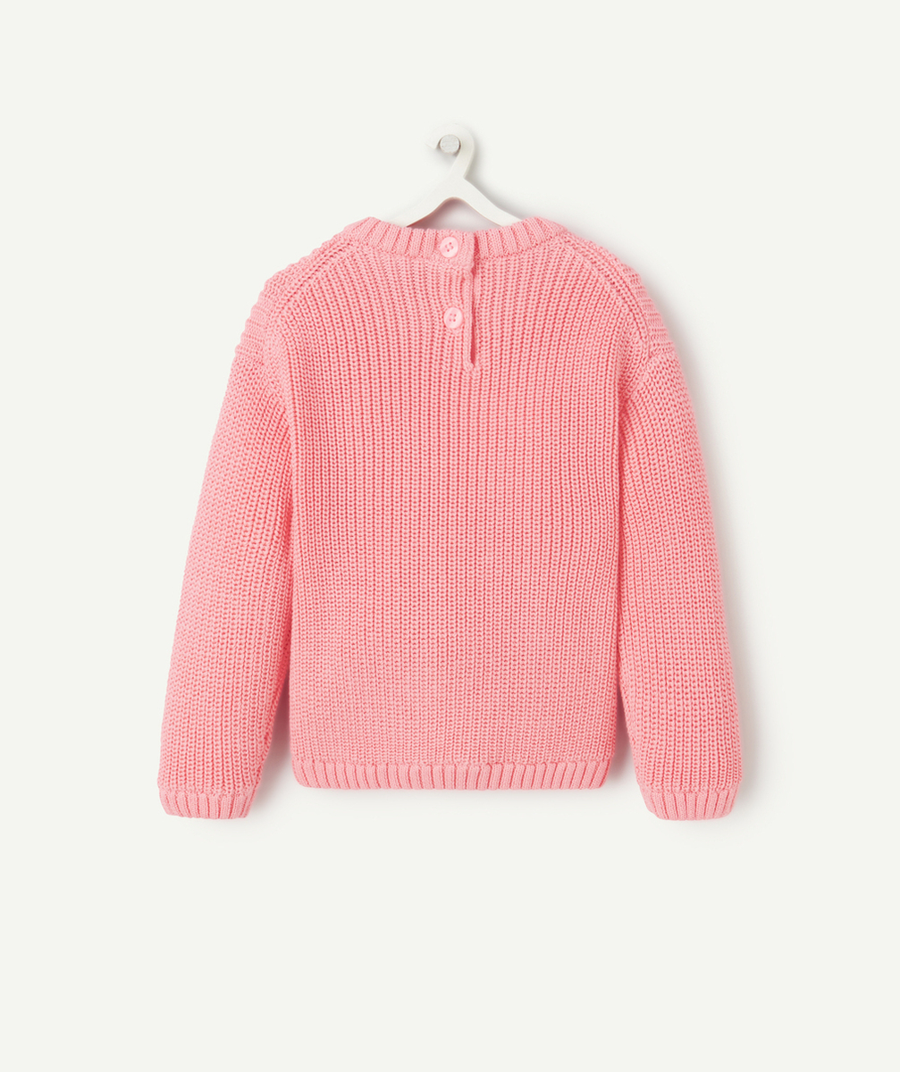 PULL BÉBÉ FILLE EN COTON BIO MAILLE ROSE