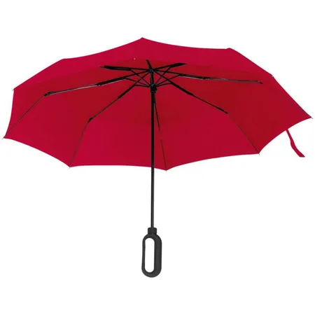 Macma Taschenschirm aus Pongee mit Karabinergriff, rot